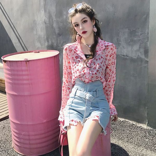 

перспектива женская одежда шифоновые рубашки с отложным воротником блузки с принтом slim fit модные женские топы blusas mujer de moda new, White