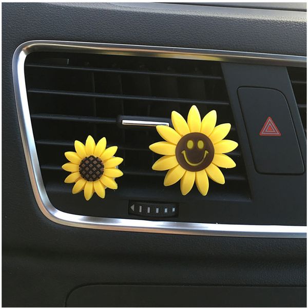 

sunflower shape auto outlet perfume car air freshener solid fragrance car decor ornament air conditioner vent clip car-styling