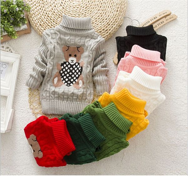 

nysrfz children clothes baby girls boys pullovers turtleneck sweaters autumn winter warm cartoon kids sweater q180, White