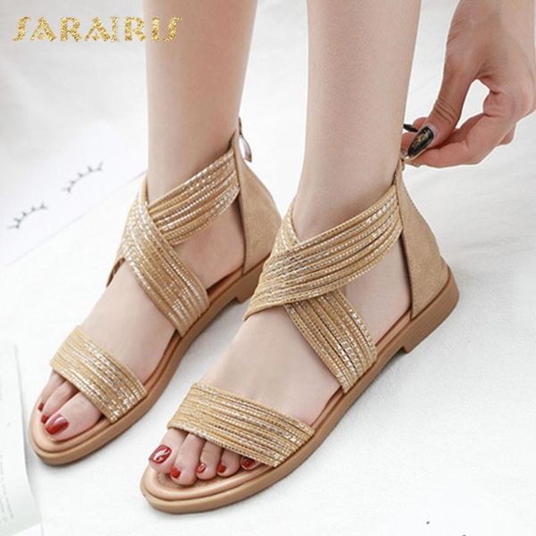 

sarairis 2020 new design ins summer sandals woman shoes dropship zip up open toe solid casual shoes women sandals female, Black