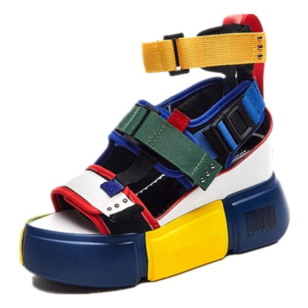 

swyivy blue sandals platform women 2020 ladies casual shoes wedge high chunky heel sandals summer shoes high ankle shoes 41 gmx190705, Black