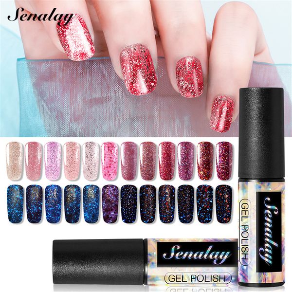 

5ml luminous gel polish diamond shimmer glitter gel lacquer semi permanent soak off uv led nail art varnish nail polish, Red;pink