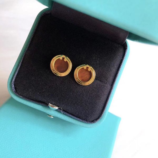 

double t circle jewelry s925 sterling silver earrings electroplated gold for women party gift, Golden;silver