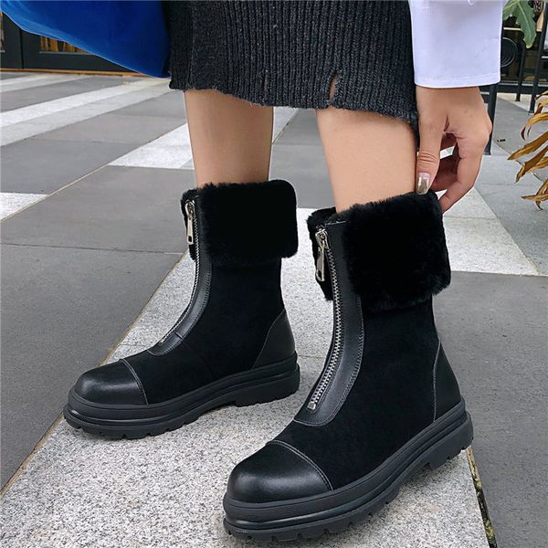 

new goth trainers women cow suede leather high heel riding boots high platform round toe winter pumps punk sneakers, Black