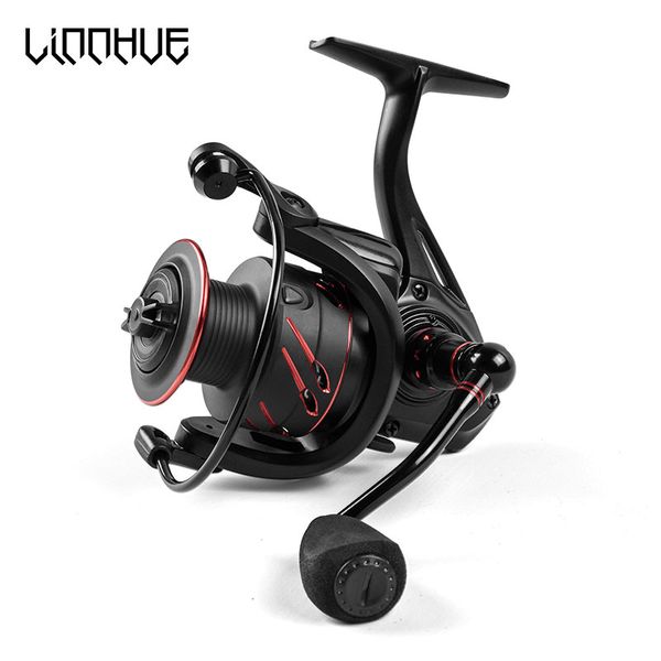 

linnhue new fishing reel full metal spool spinning reel 5.0:1 max drag 10kg power smooth sea carp fishing black