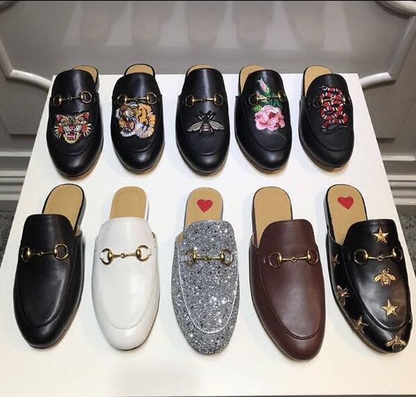 

men luxury leather loafers muller designer slipper shoes with buckle fashion men princetown slippers brown casual mules flats 38-46 t10, Black