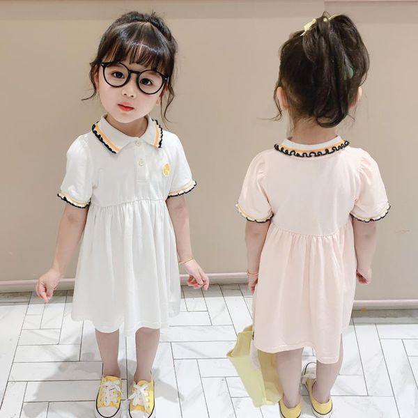

preppy style baby girl layered dresses turn-down collar kids girl dress new summer toddler casual clothing 1 2 3 4 5 6 7 y, Red;yellow