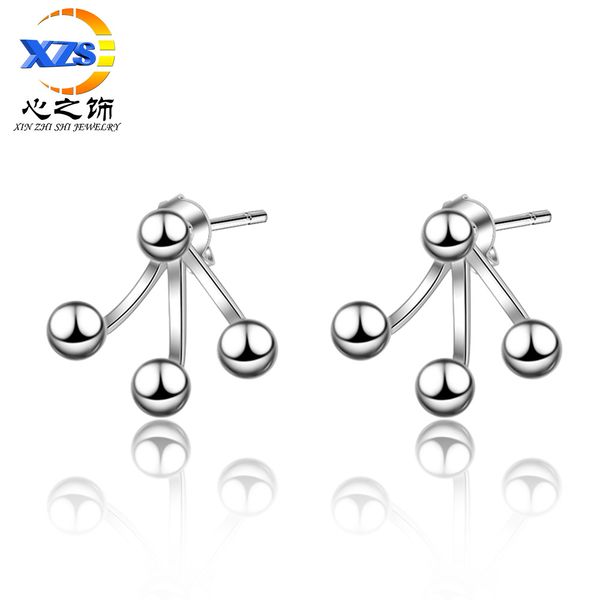 

stud earrings net red non-matching earrings womens simple design niche cold wind geometric beads, Golden