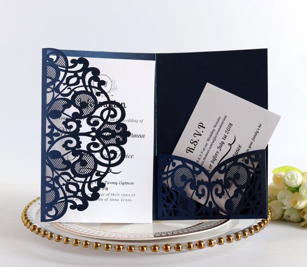 european laser cut wedding invitations card elegant tri fold lace business greeting cards wedding party favor decoration t8190617 birthday greetings business invitations