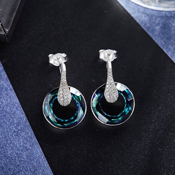

2019 european and american fashion s925 sterling silver stud earrings crystal earrings, Golden;silver