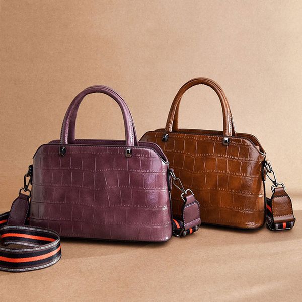 

simple rivet women's handbags fashion alligator crossbody bags for women colorful printing wide strap solid ladies messenger bag