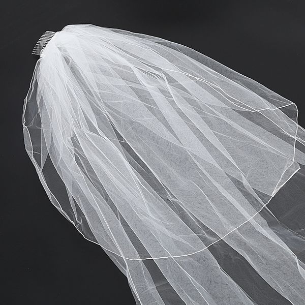 

3 meters long tulle cathedral bridal wedding veils comb two layer ribbon edge wedding accessories wedding veils voice of long we, Black