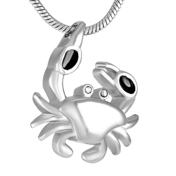 

ijd9259 crab memorial pendant for pet stainless steel cremation urn necklace hold funeral ashes keepsake jewelry + screwdriver, Silver