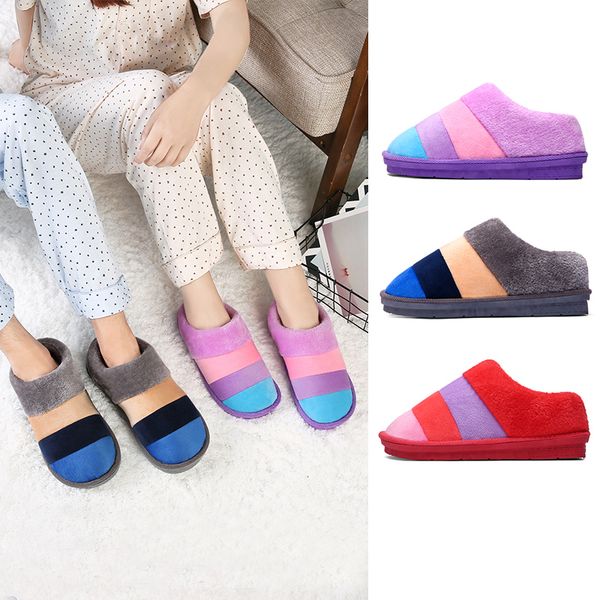 

new winter soft couples cotton slippers cartoon cat shoes indoor warm autumn antiskid lovely home mixed color plush slippers, Black