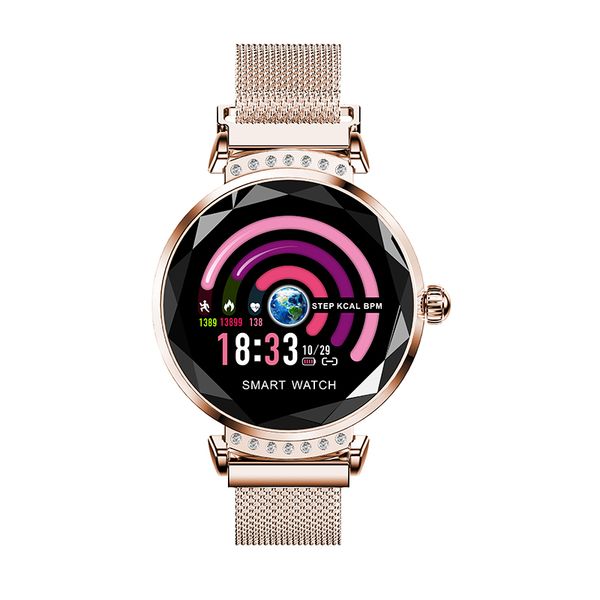 

h2 smartwatch women ip67 waterproof stainless steel smart bluetooth ios android reminder fitness bracelet health tracker watch, Slivery;brown