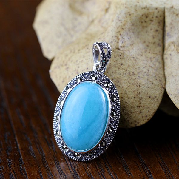 

2020 sale gemstone pendants real 925 pure silver pendant for women elegant amazonite fine jewelry