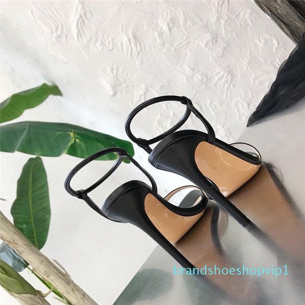 

designer classic sandals lady summer 2019 designer's luxury dsigner brand sandals large size stiletto high heels women's shoes, Black