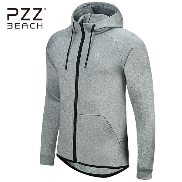 

2018 Winter Sports Clothes Running Jackets With Zipper Sweatshirt Male Hoodies Men Fitness Gym Training Tops Quick Dry Gray