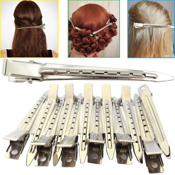 

20pcs/set hairdressing curling grip metal strong duck bill section divider pro hair clips sectioning accessories, Golden;silver