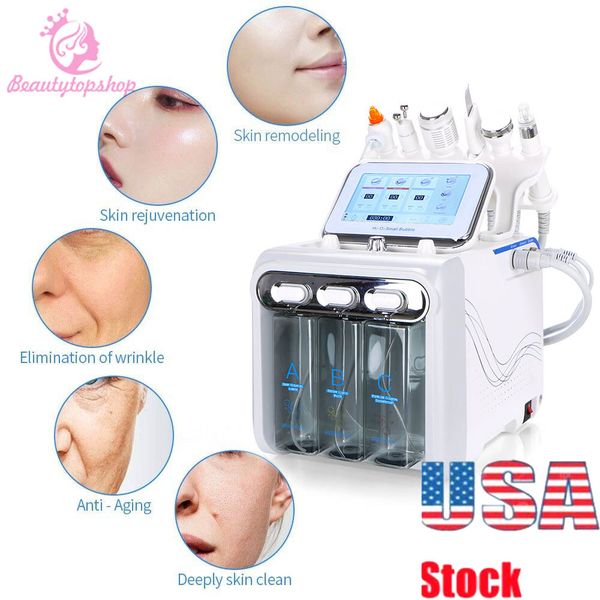 

usa 6 in 1 portable diamond microdermabrasion ultrasonic & cold hammer blackhead removal machine for spa home use, Black;white