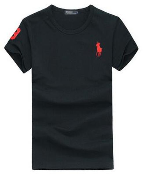 

2020 tshirt мужчины черный лето футболка мужчины большие лошади вышивки с коротким рукавом твердые повседневный белый tshirt мужчины 100% хл, White;black