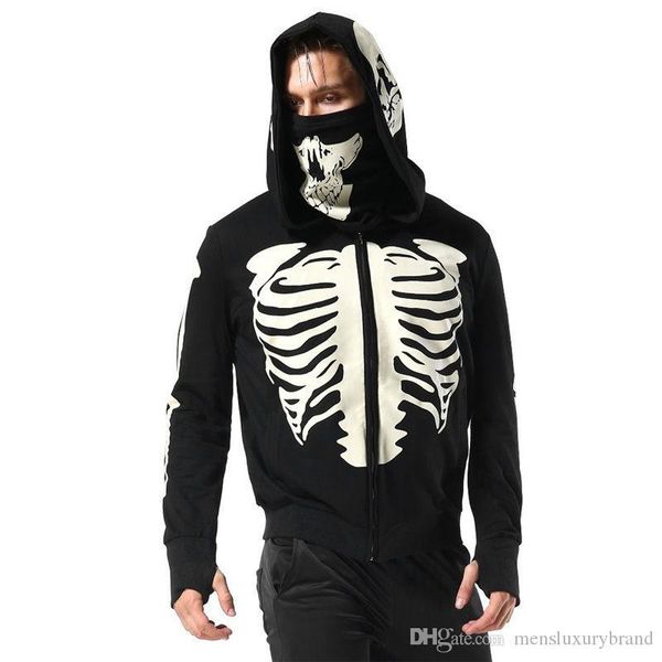 

hoodies fashion new designer sweatshirts teenager clothing mens o-neck pullovers long sleeve clothing mens skull print, Black
