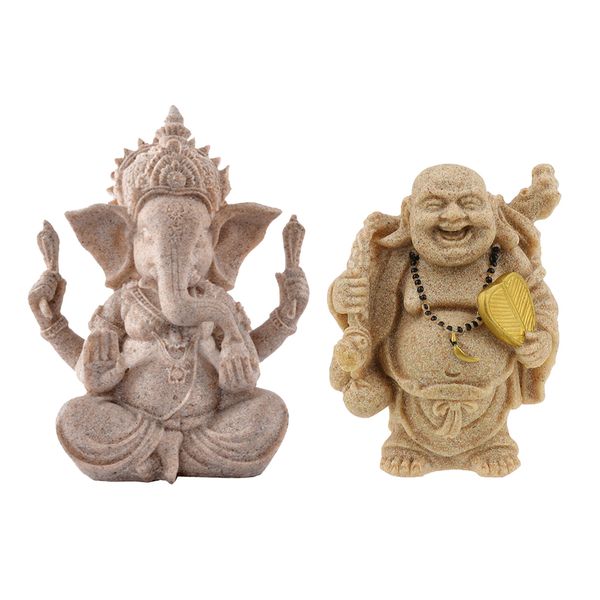 

2x handmade seated ganesh deity buddha sculpture for home deskoffice car
