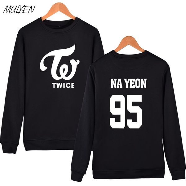 

mulyen twice fashion sweatershirt women harauku member name print hoodies for fans pullover fleece hoodie sudaderas mujer, Black