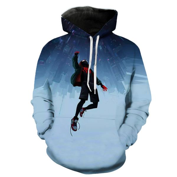 

spider 3d digital print loose men hoodies spring fashion hero cartoon mens sweatshirts, Black