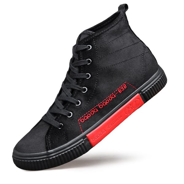 

new men's joker vulcanized shoes korean trend high tide fashion canvas boots colourful men's round toe sneakers shoe, Black