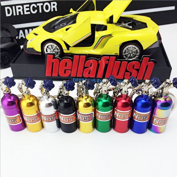 

creative design nos turbo nitrogen bottle metal keychains keyrings men women gifts key chain car keychain bag decoration mini keyfob, Silver