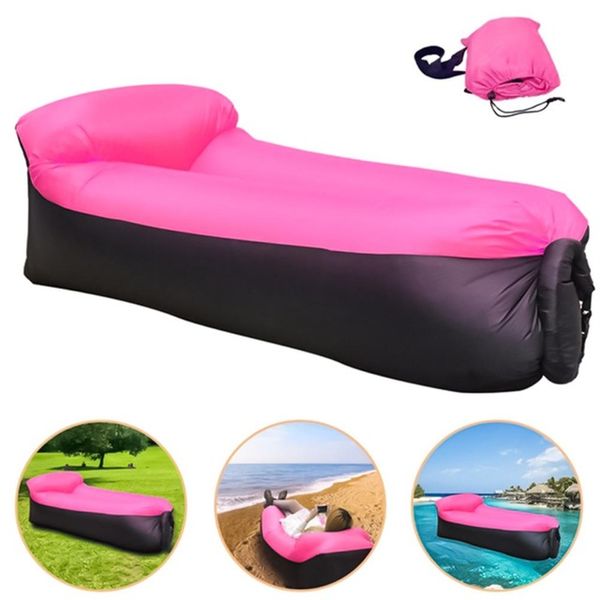 

outdoor lazy sofa sleeping bag portable folding rapid inflatable air sofa bag adults kids beach lounge blow-up bed