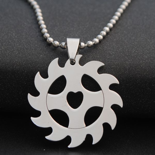 

mens long necklace stainless steel necklaces pendants steampunk wheel statement punk jewelry for neck gifts for male accessories, Silver