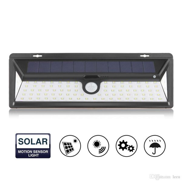 LED-Solarlampe, PIR-Bewegungsmelder, Wandleuchte, 54/66/90 LEDs, wasserdicht, energiesparend, für den Außenbereich, für Straße, Hof, Weg, Garten, Sicherheitslampe