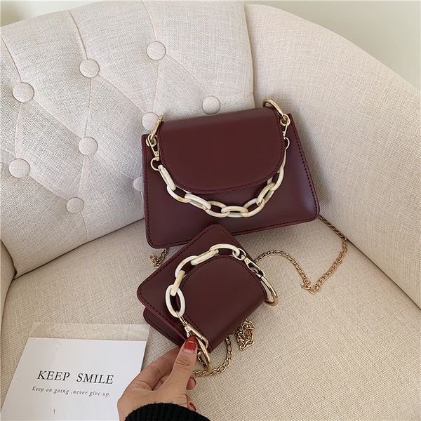 

acrylic chain messenger bolsa female chunky crossbody bags designer fashion solid color shoulder bag small women purse hand bags