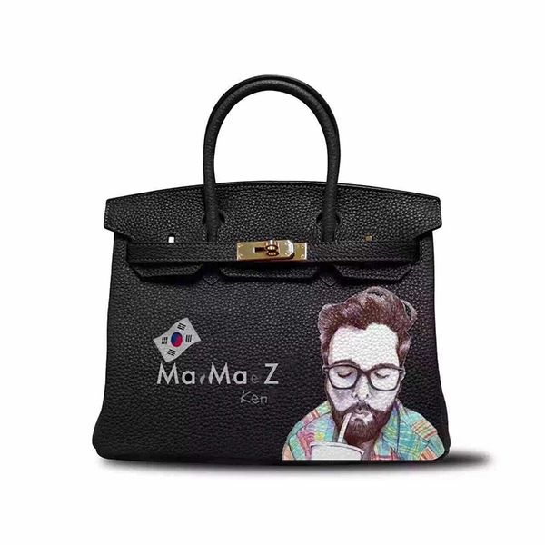 

maemanz корейский моды оригинальный дизайн из натуральной кожи женщин сумки женщины сумки ручной покраски чертеж реального коускин высокое к