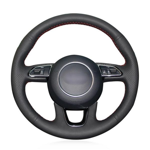 

for audi q3 q5 2013 2014 hand-sewn steering wheel cover black artificial leather