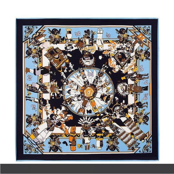 

высокое качество бренд 100% l шелковый шарф женский шарф размер 100x100cm шарфы лошадь автомобиль шаблон печати дизайн шарф для женщин шаль, Blue;gray