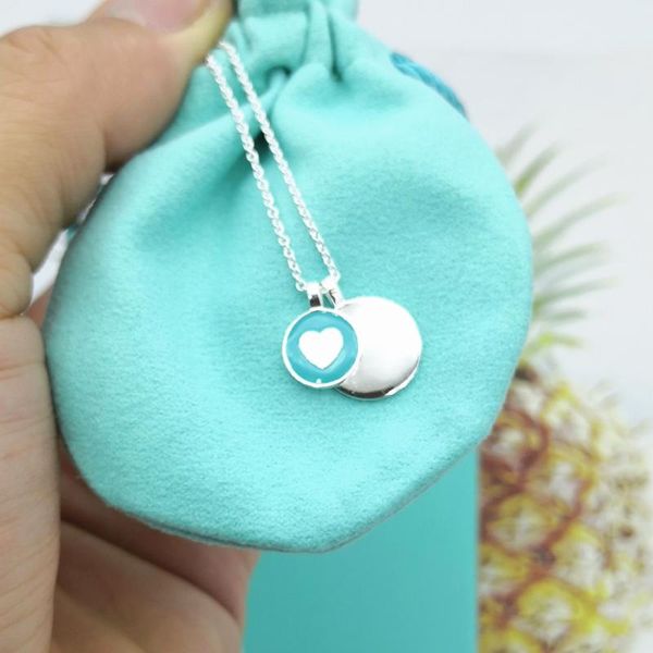 

mrs sterling silver classic silver round tags enamel heart necklace pendant joker jewelry gift lovers sweet romance