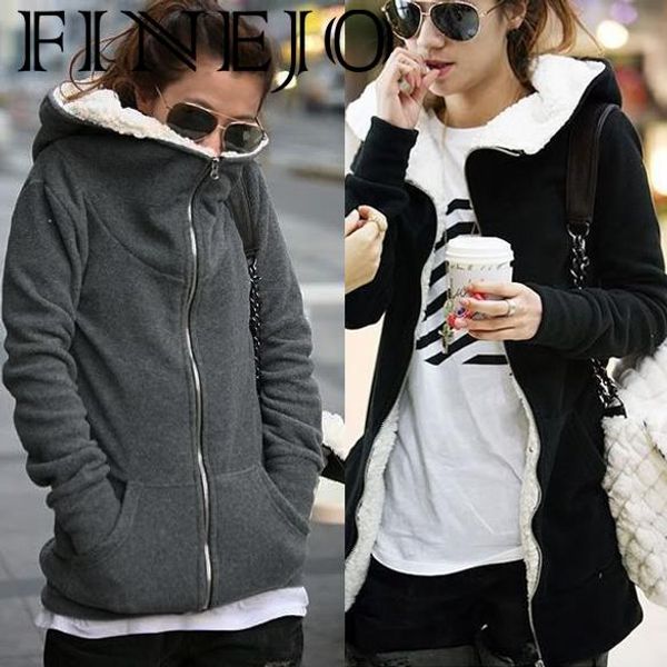 

fashion women hoodies sweatshirts autumn spring long sleeve zip up black dark gray female outerwear pullover sweatshirt