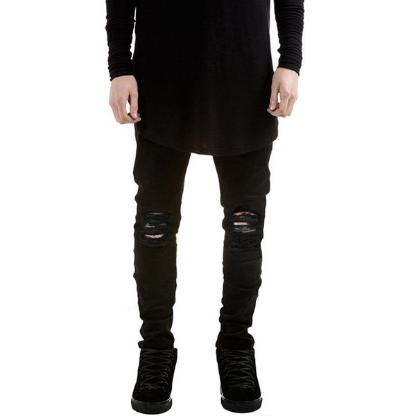

men's fashion jeans slim fit denim jogging casual skinny ripped long pants ing, Blue