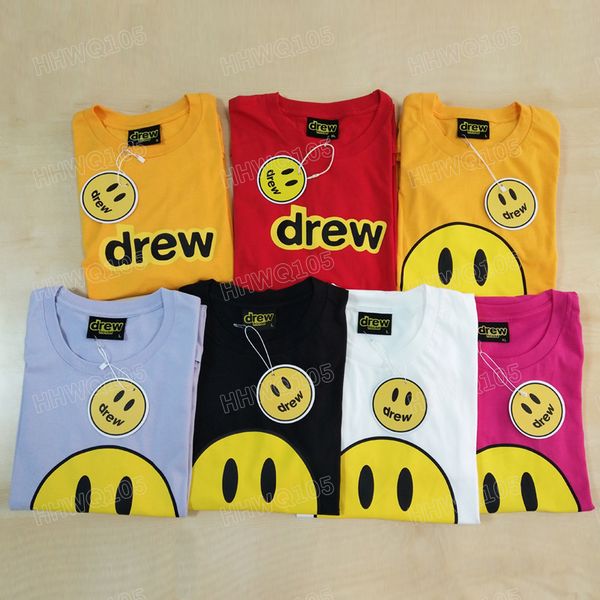 

justin bieber drew house t-shirt short sleeve o-neck cotton hip hop tee men women smile drew tees streetwear hoh0312555, White;black