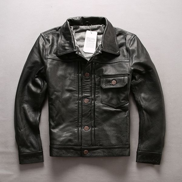 

2020 men's single breasted cow leather jacket with pocket black casual leather coat men shory autumn jacket for male