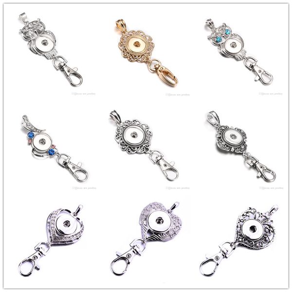 

fashion metal owl heart keyring noosa chunks 18mm snap buttons key chains keys ring jewelry for men & women, Slivery;golden