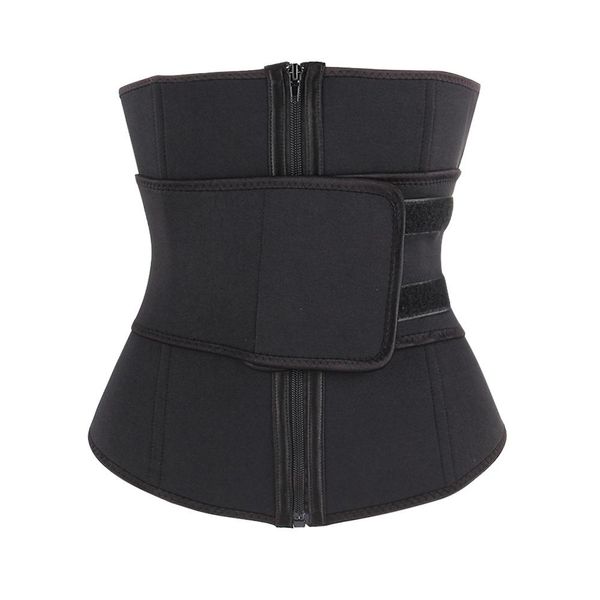 

neoprene black waist cincher tummy trimmer weight reduction zipper slimming belt exercise sweat body shaper weight loss fat burn, Black;white