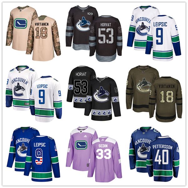

custom vancouver canucks jersey sedin bo horvat jake virtanen jacob markstorm 9 brock boeser elias pettersson usa fashion hockey jerseys, Black;red