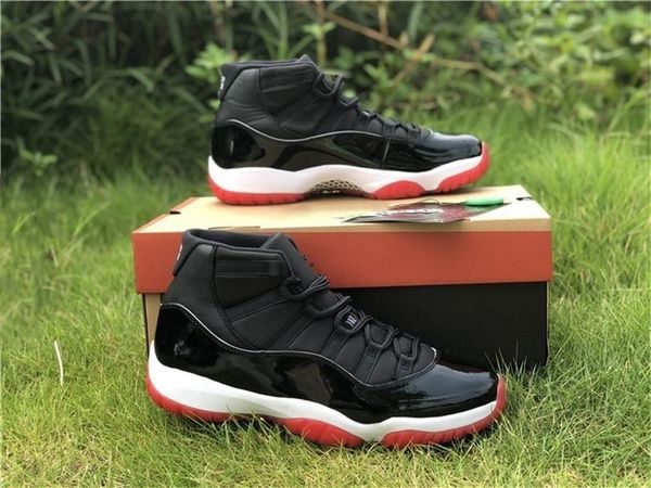 

оптовая 2019 11 bred og высокий черный белый красный университетская 45 баскетбол обувь 378037-061 real carbon fiber мужские спортивные крос, Black