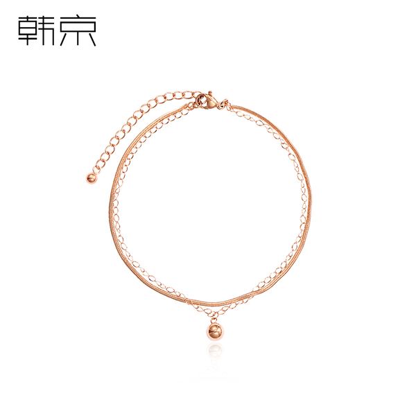 

han smaller design anklet womens korean version of the simple personality sen department of foot chain titanium steel color gold-ankle chain, Red;blue