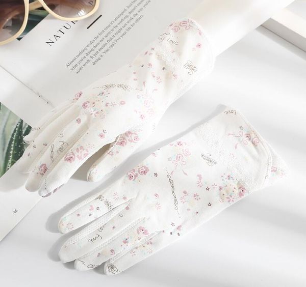 

women' spring summer thin touchscreen cotton gloves female uv protection breathable sunscreen summer driving glove r1505, Blue;gray