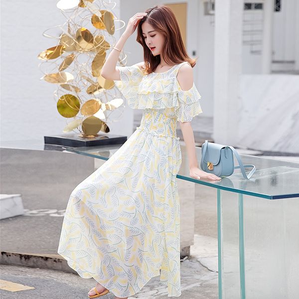 

summer korean version chiffon student dress women's 2020 new very fairy condole belt skirt broken flower dress woman, Black;gray